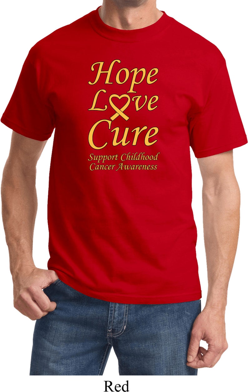 Hope Love Cure Support Childhood Cancer Awareness Tee T-Shirt CH-HLC-PC61 image 6