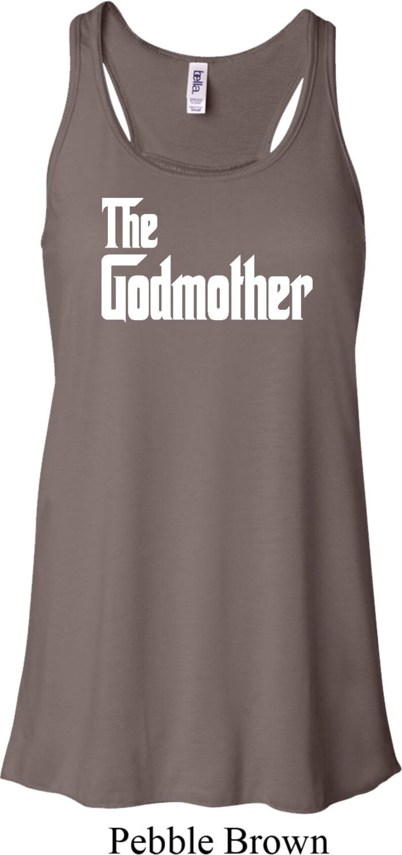 The Godmother White Print Ladies Flowy Racerback Tank Top WGODMOTHER-8800