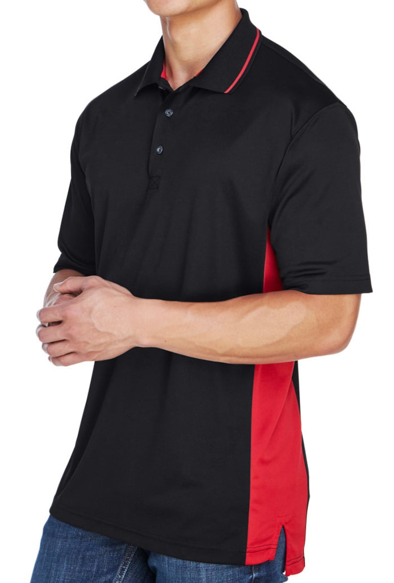 Shelby Blue and Red Pocket Print Men/'s Ford Cool /& Dry Two Tone Polo Shirt 18150EL9-PP-8406