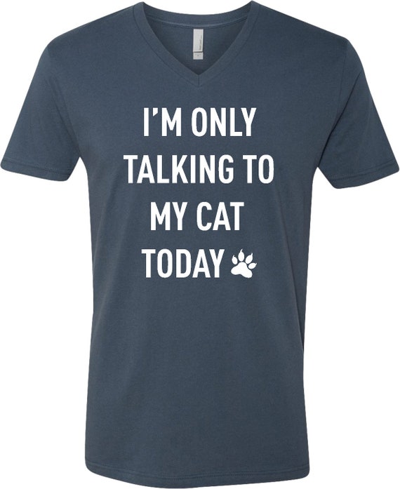 I'm Only Talking to My Cat White Print Women's Long Sleeve V-Neck T-Shirt TALKINGCAT-DT6201