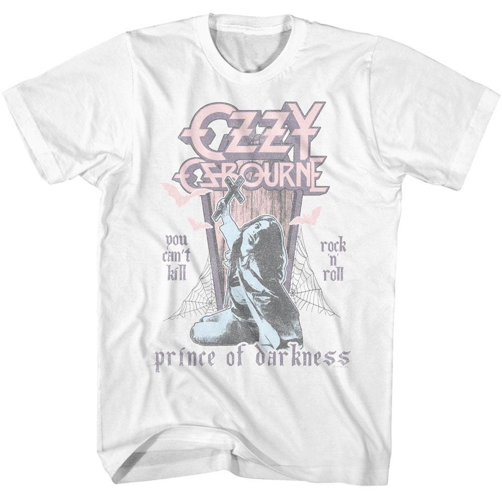 Ozzy Osbourne Pastel Coffin Prince of Darkness Logo White Shirt