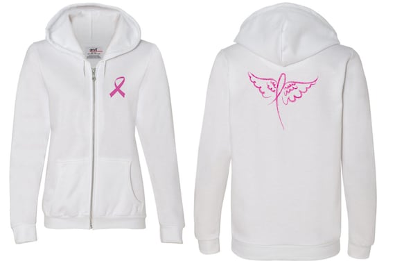 Breast Cancer Awareness Pink Ribbon Wings Font Back Print Full Zip Hoodie FBWINGS 71600FL Etsy Ireland