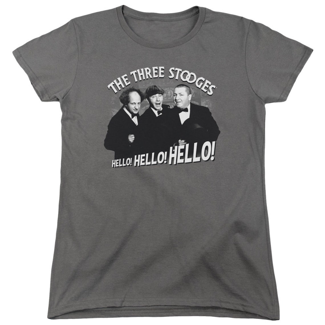 Three stooges hello hello hello juniors and women charcoal etsy