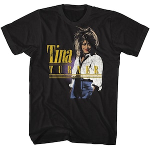 Tina Turner Black Shirt – Officially Licensed Distressed Slouchy Tee with Shirt and Tie Design