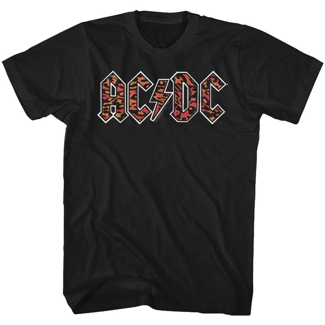 AC/DC Leopard Print Logo Black Shirts - Etsy