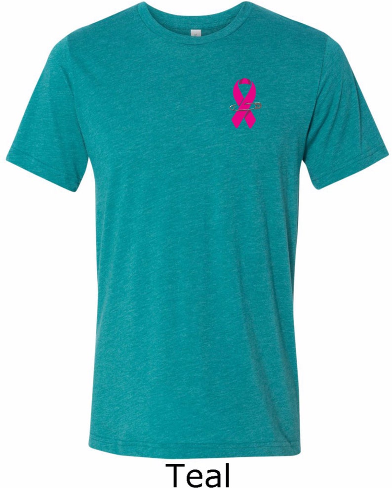 Pink Ribbon Pin Pocket Print Adult Breast Cancer Awareness Tri Blend ...
