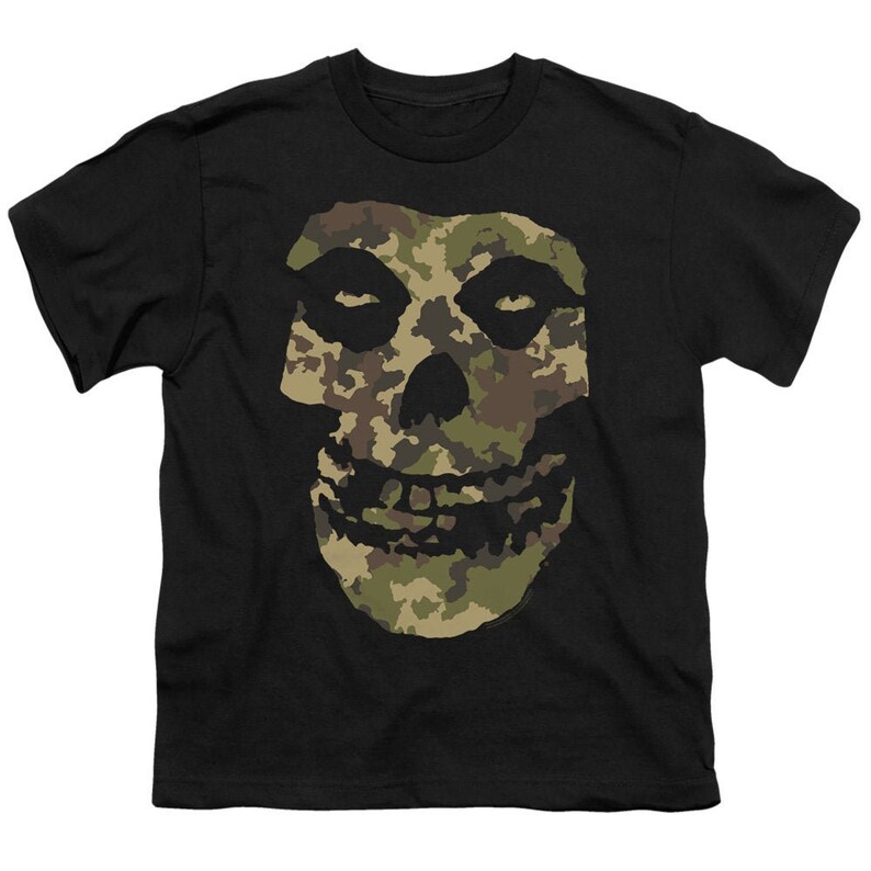 Misfits Camo Skull Kid/'s Black T-Shirts