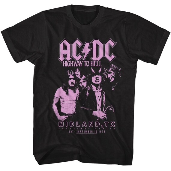 AC/DC – Back In Black Pink Marbled AC/DC Highway to Hell Midland TX Black Shirts - Etsy