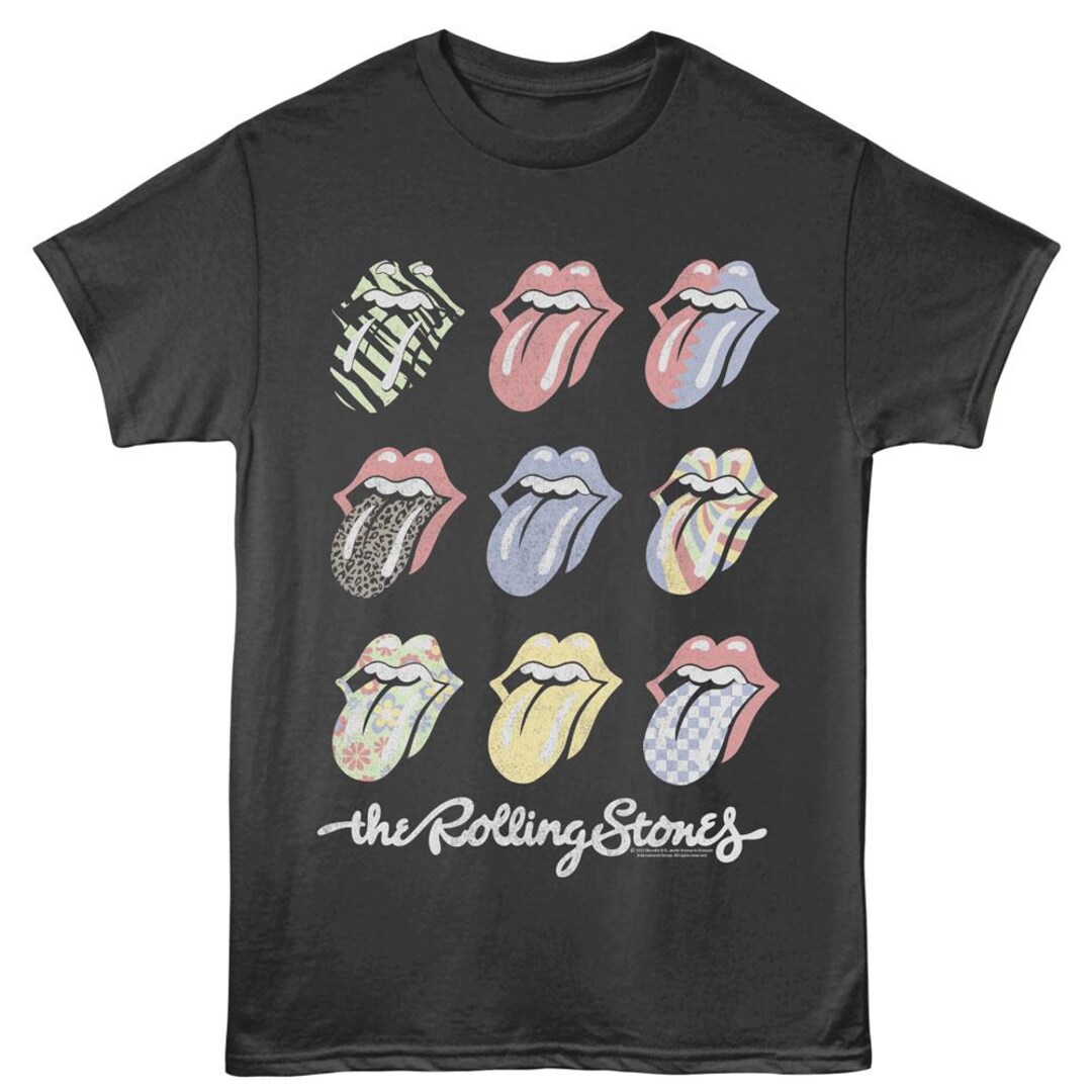 Rolling Stones Multi Color Tongues Charcoal Grey Shirts - Etsy