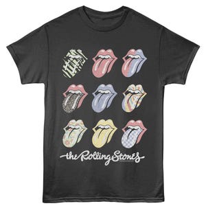 Rolling Stones Multi Color Tongues Charcoal Grey Shirts