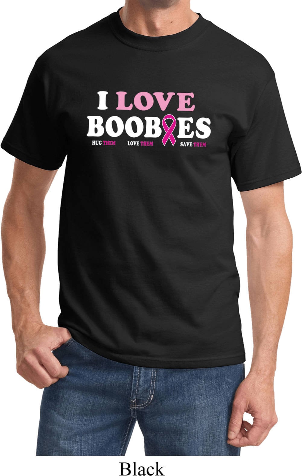 Men's Breast Cancer Awareness Shirt I Love Boobies Hug Them Love Them Save  Them Tee T-shirt 19968E4-PC61 -  Canada