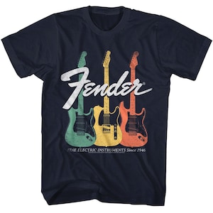 Fender Electric Instruments Logo Navy Blue Shirts