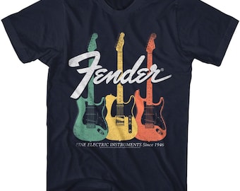 Fender Electric Instruments Logo Navy Blue Shirts