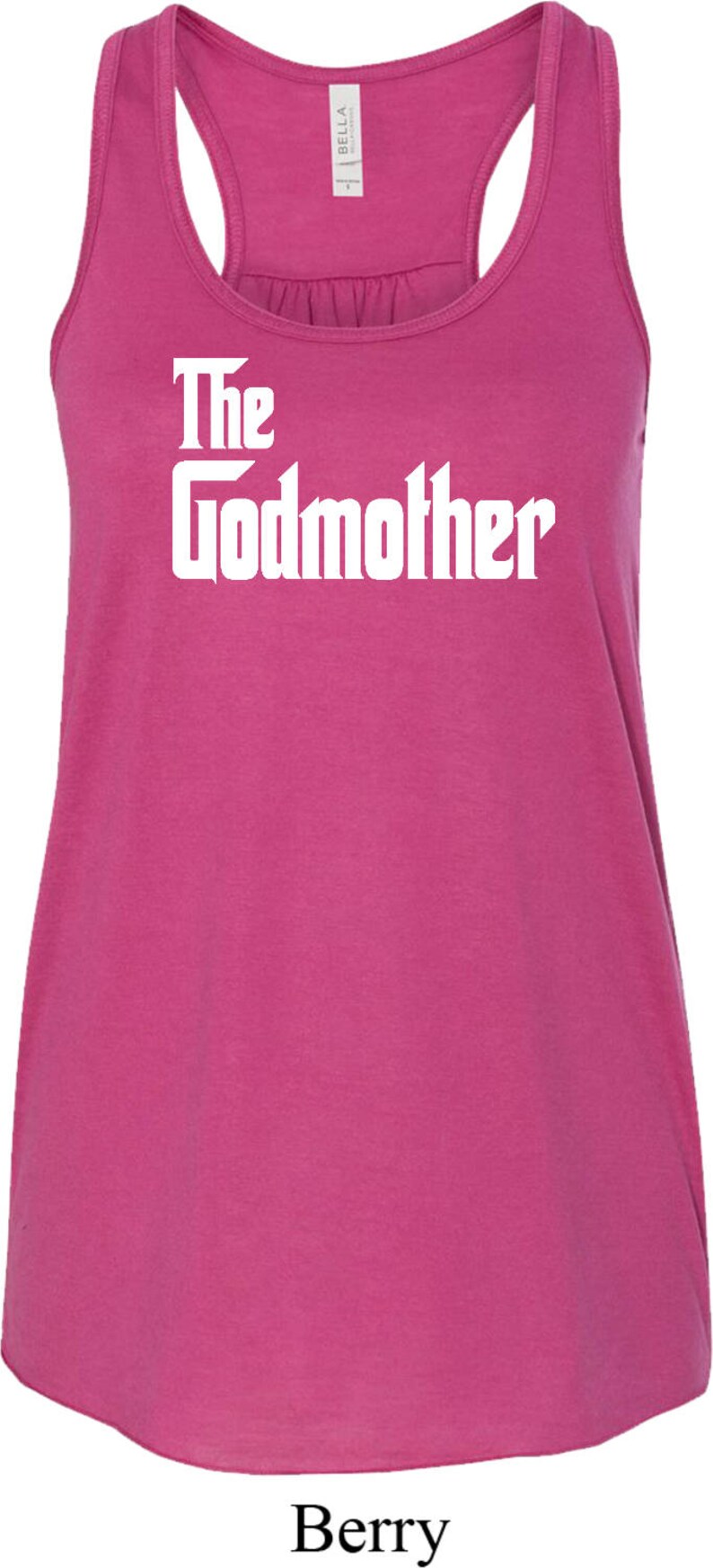 The Godmother White Print Ladies Flowy Racerback Tank Top WGODMOTHER-8800
