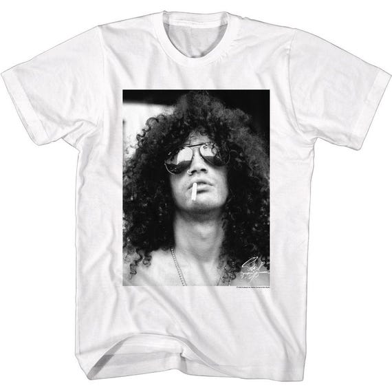 slash cigarette Slash White Shirt With Cigarette – Officially Licensed Rock Tee Featuring  Iconic Slash Smoking Photo