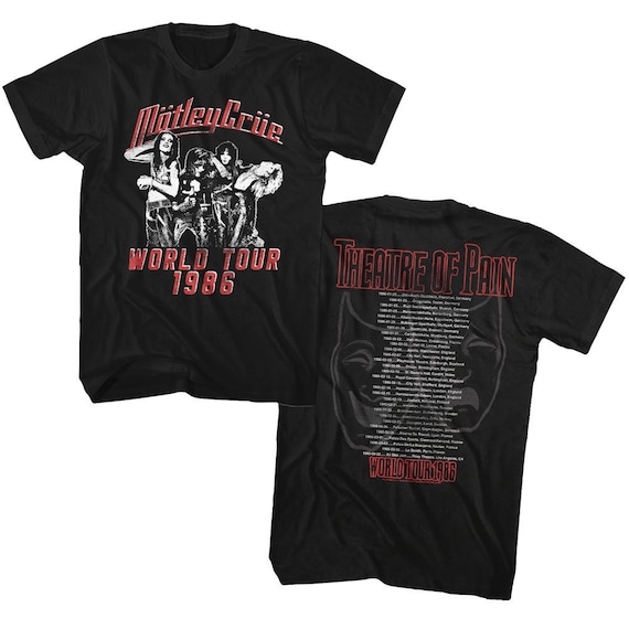 Motley Crue Theatre of Pain World Tour Front & Back Printed Black