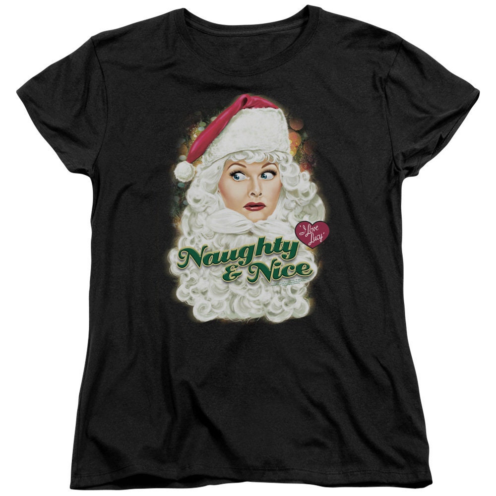 Discover I Love Lucy Christmas Naughty and Nice Women Black Shirt
