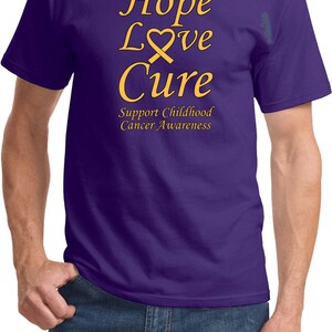 Hope Love Cure Support Childhood Cancer Awareness Tee T-Shirt CH-HLC-PC61 image 5