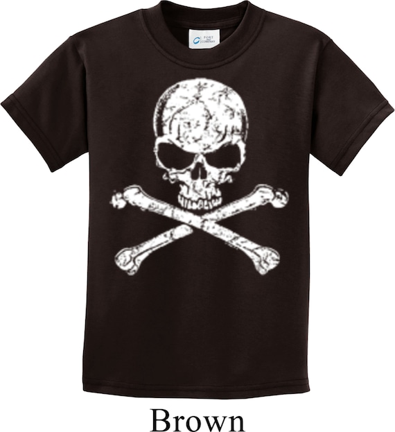 Kid's White Distressed Skull Tee T-shirt WS-11656-PC61Y - Etsy