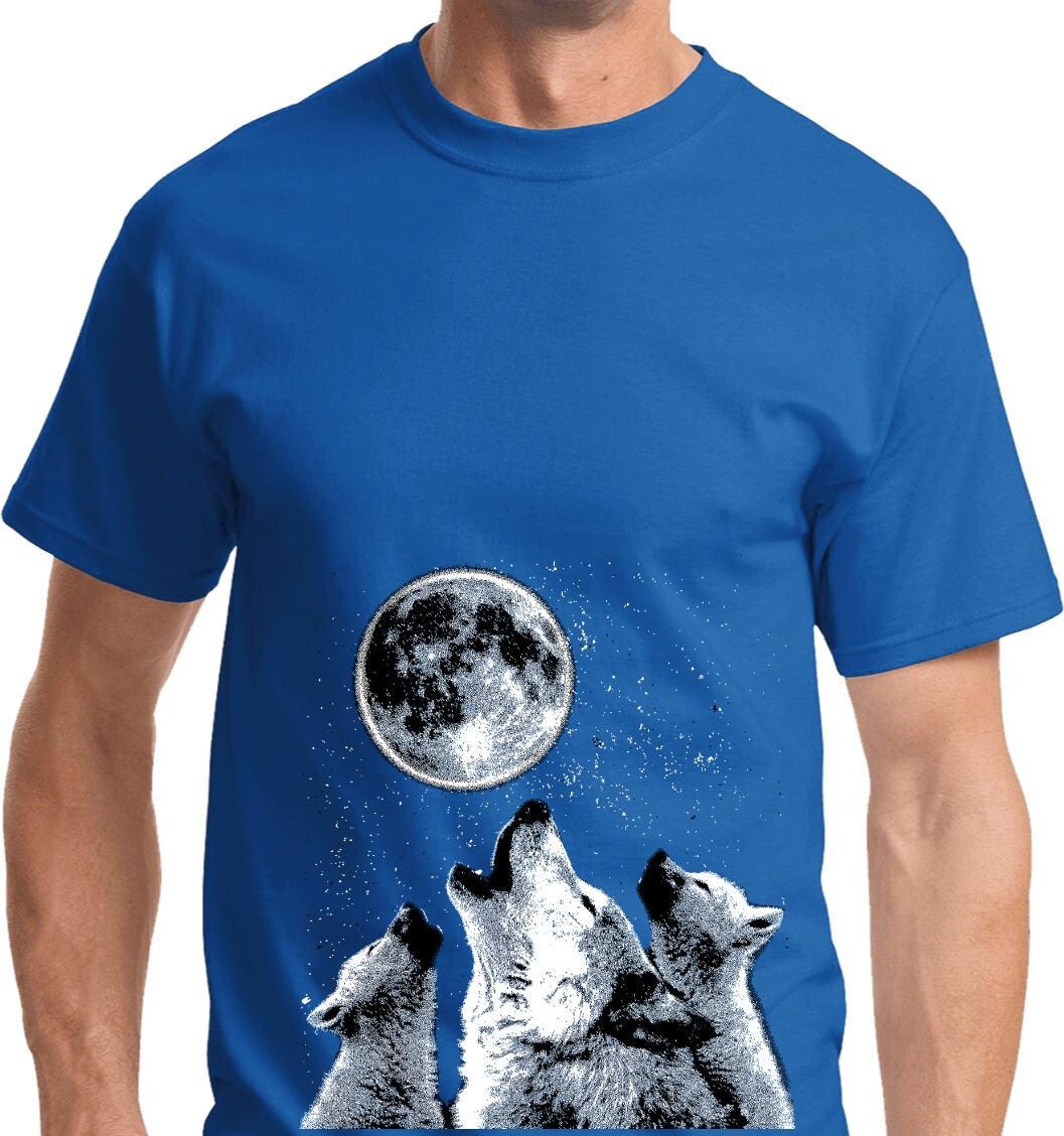 Wolves Howling at the Moon Bottom Print Tee T-shirt WOLFMOON