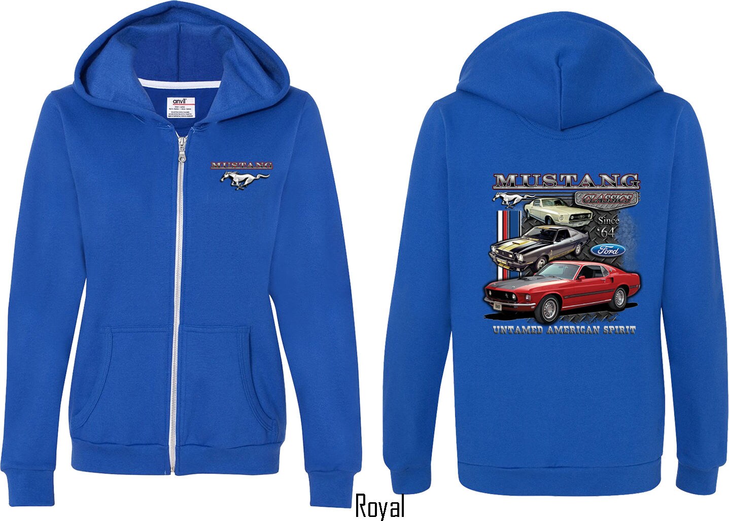 Ladies Ford Mustangs Untamed Front & Back Print Full Zip