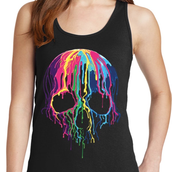 Ladies Melting Skull Tank Top 19423NBT2-LPC54TT