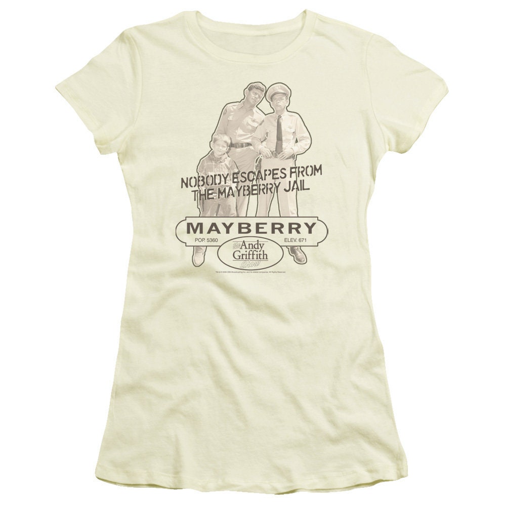 Andy Griffith Show Mayberry Jail Juniors and Women Cream T-Shirts