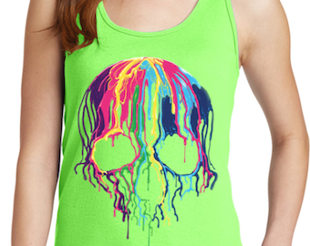 Ladies Halloween Melting Skulls Tank Top 19423NBT2-LPC54TT