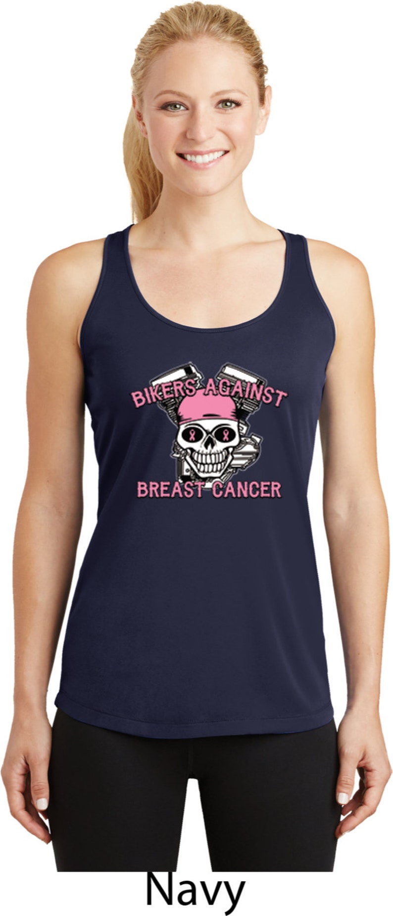Bikers Against Breast Cancer Ladies Breast Cancer Awareness Dry Wicking Racerback 17858-LST356 image 6