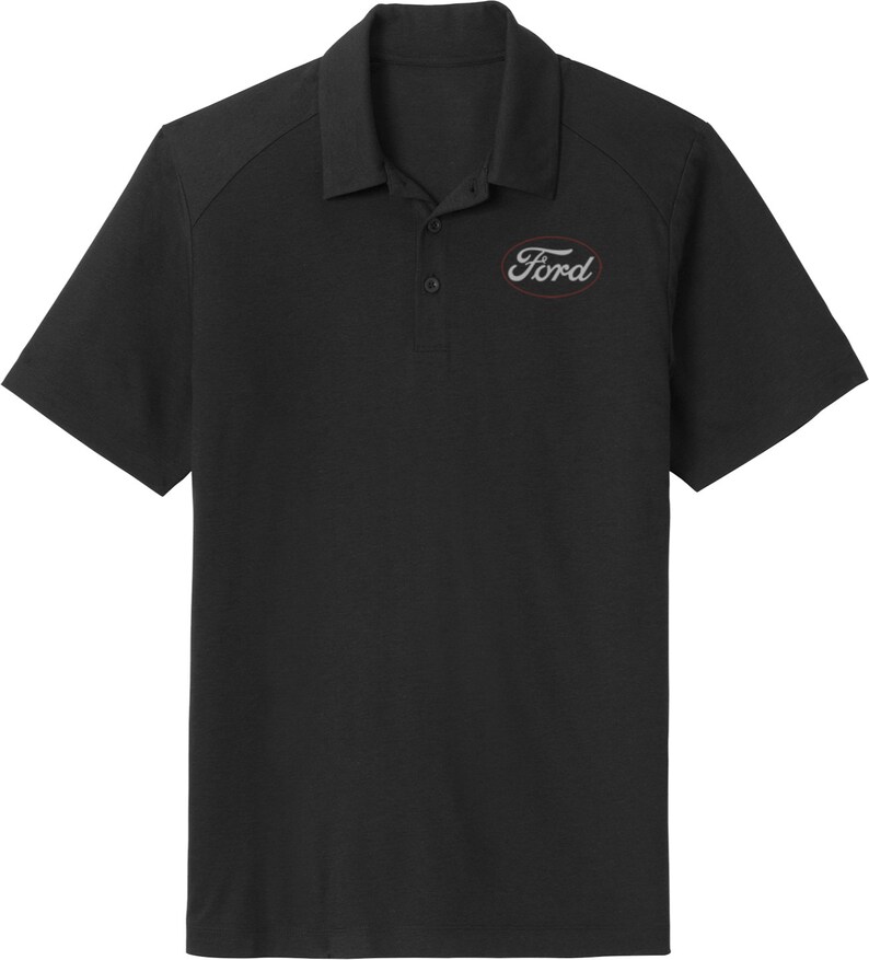 White Ford Logo Pocket Print Men/'s Tri-Blend Wicking Polo Shirt 21281EV2-PP-ST405