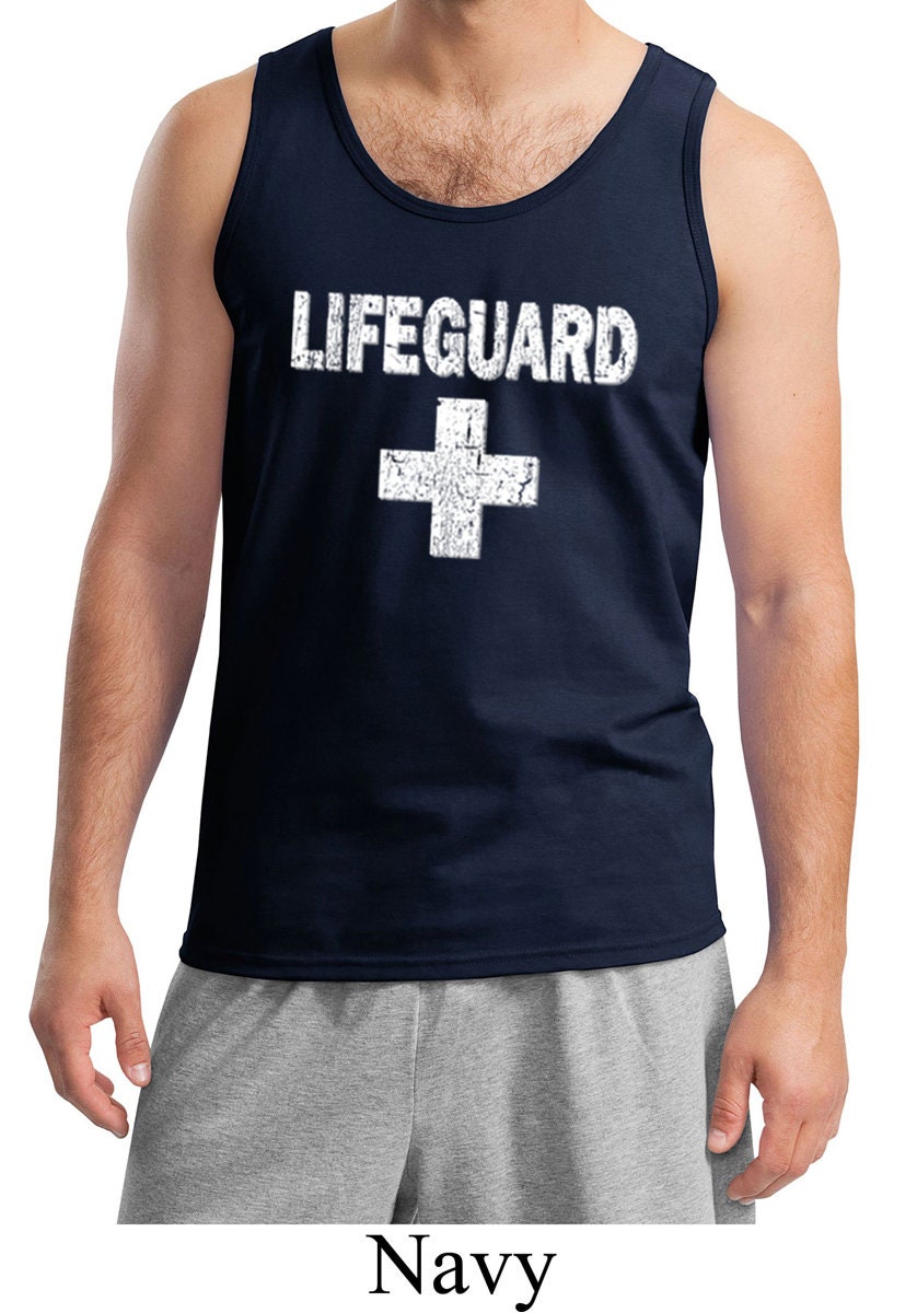 uddøde Lee tyran Men's Distressed Lifeguard Tank Top - Etsy