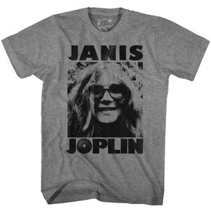 Janis Joplin Black and White Photo Heather Grey Shirts