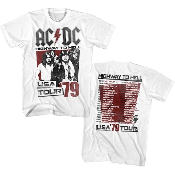 AC/DC Highway to Hell Tour Adult White Front & Back Shirts - Etsy