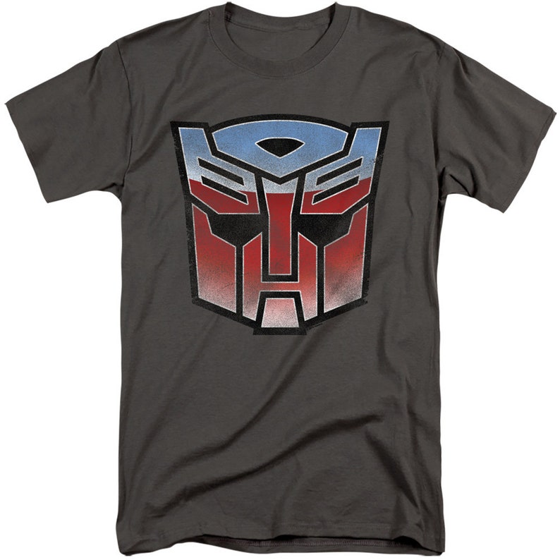 Transformers Blue and Red Autobot Logo Charcoal Shirts image 2