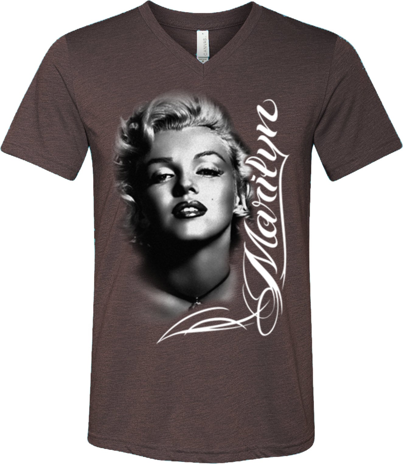 Marilyn Monroe Black and White Tri Blend V-neck Tee T-shirt