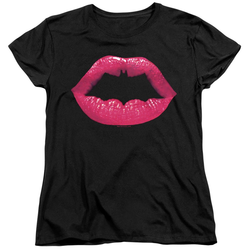 Batman Kiss Logo Juniors and Women Black T-Shirts | Etsy
