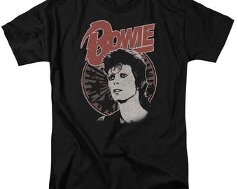Officially Licensed David Bowie Space Oddity Black Shirt Iconic Song Classic Rock Tee