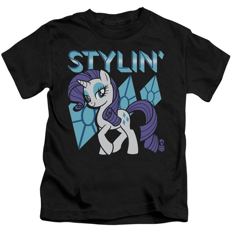 My Little Pony Stylin Kid/'s Black T-Shirts