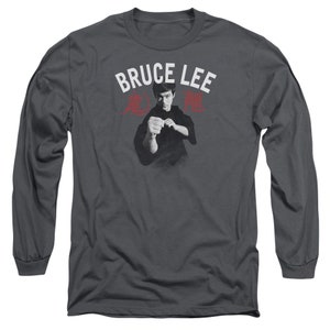 Bruce Lee Ready - T-shirt Unisex Adulto, Colore Antracite, In Cotone, Vestibilità Regolare, Con Licenza Ufficiale, Stampata Nel Regno Unito