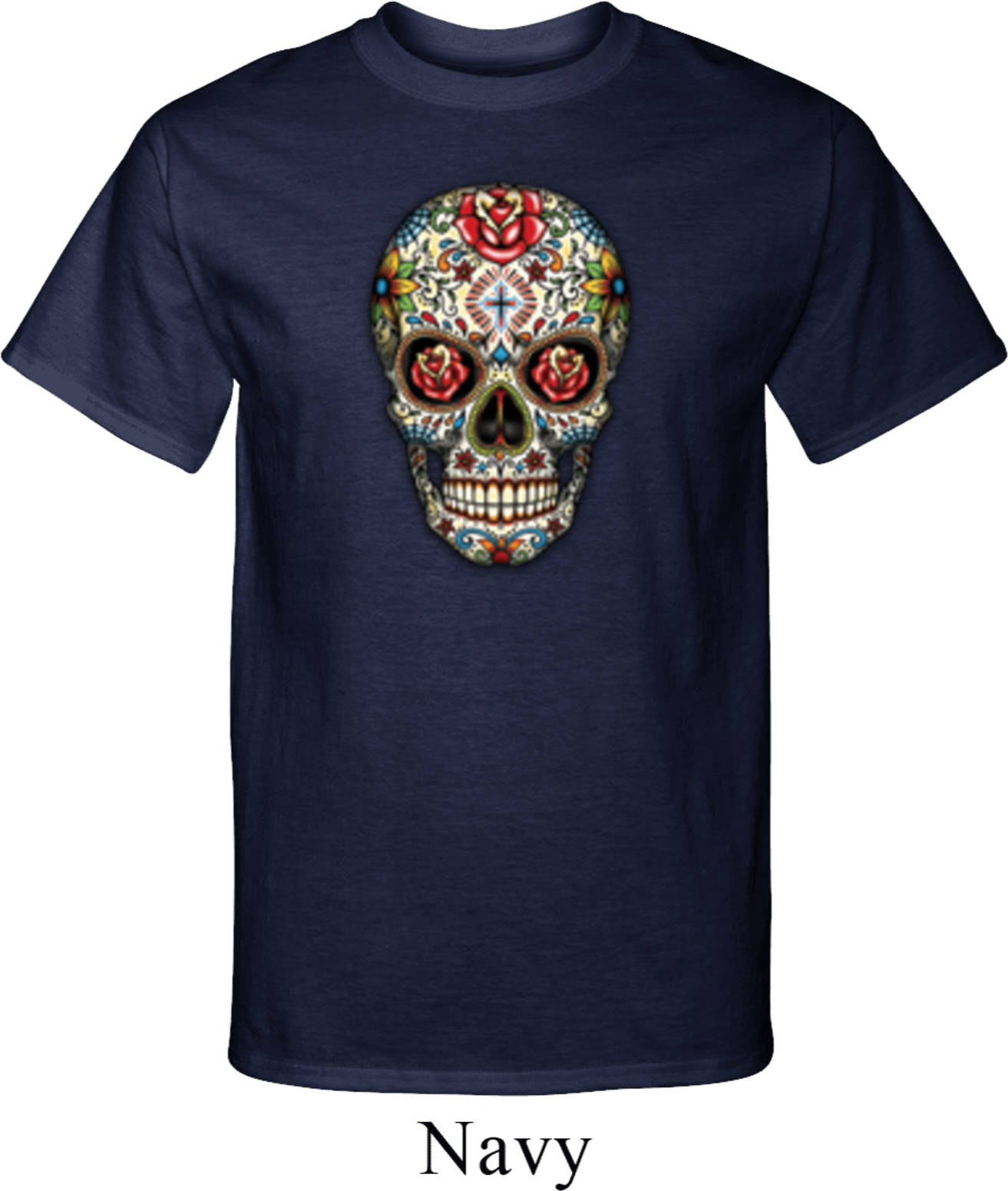 Sugar Skull With Roses Tall Tee T-shirt WS-16553-PC61T | Etsy