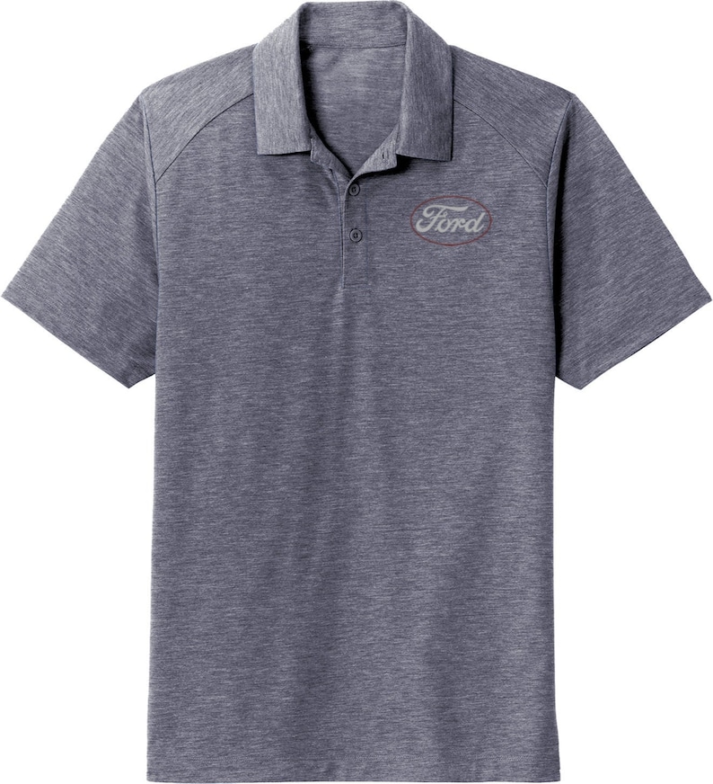 White Ford Logo Pocket Print Men/'s Tri-Blend Wicking Polo Shirt 21281EV2-PP-ST405