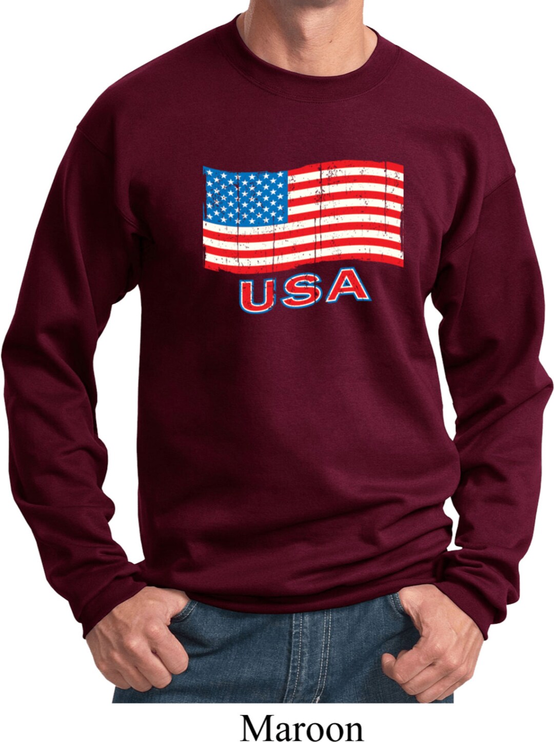 Distressed USA Flag Adult Sweatshirt XIT-11515-PC90 - Etsy