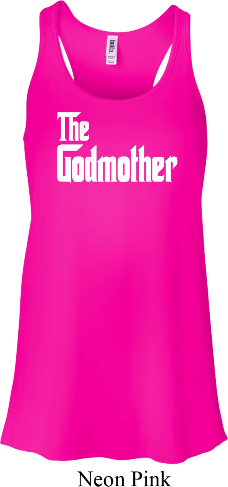 The Godmother White Print Ladies Flowy Racerback Tank Top WGODMOTHER-8800