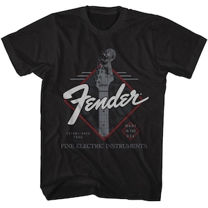Fender Fine Electric Instruments Made in The USA Black Shirts