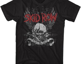 Skid Row Skull Shirt Black – Officially Licensed Heavy Metal Tee with Chain & Skull Graphic