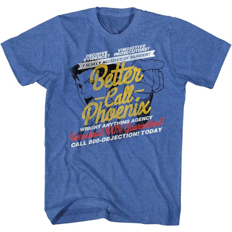 Ace Attorney Better Call Phoenix Adult Royal Heather Shirt image 1