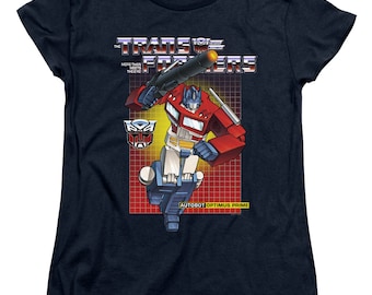 Transformers Optimus Prime Women's Shirt, Licensed Autobot Graphic Tee, Retro 80s Cartoon T Shirt, Fan Gift