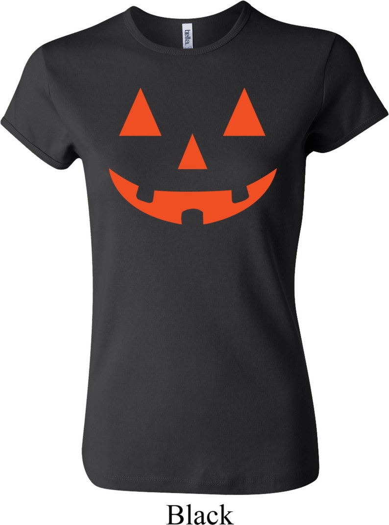 Ladies Halloween Orange Jack O Lantern Crewneck T-shirt - Etsy