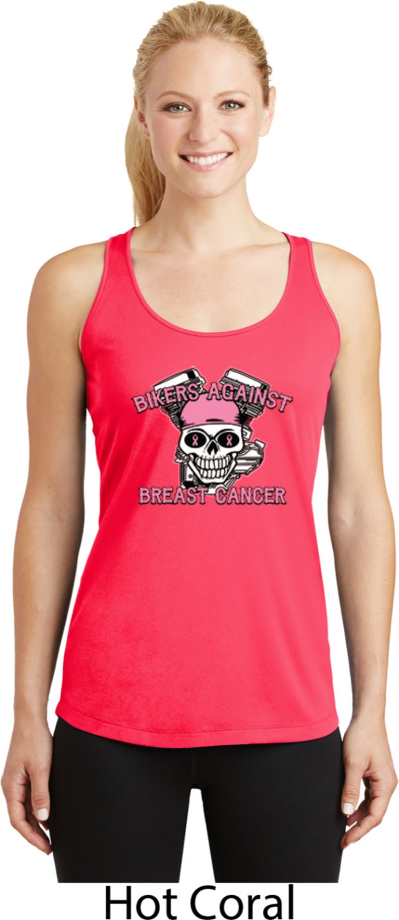 Bikers Against Breast Cancer Ladies Breast Cancer Awareness Dry Wicking Racerback 17858-LST356 image 2