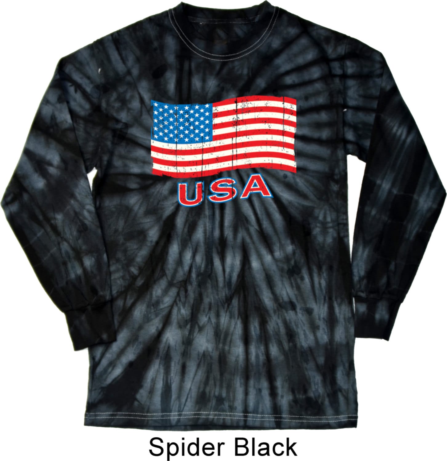 Distressed USA Flag Adult Long Sleeve Tie Dye Tee TShirt Etsy